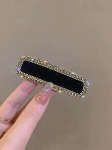 1 件裝優雅簡約百搭水鑽、天鵝絨和幾何形狀髮夾,適合日常使用 - 彩色 - 查看 5