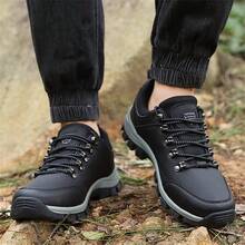 Men's Thick-Soled Slip-Resistant Waterproof Sports Shoes, Casual Outdoor Climbing Shoes For Couples, Black Leather - Black - View 8