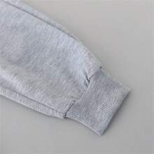 Baby Boy Plain Cartoon Bear Print Long Sleeve Sweatshirt & Pants Set, Spring/Autumn, Does Not Include Shoes & Hat - Grey - View 6