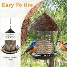 Squirrel-Proof Metal Wild Bird Feeder With Perch And Drain Holes - 自然的 - 查看 3