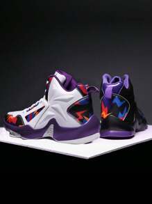 男子篮球鞋不对称图案设计 - 黑與白 - 查看 4