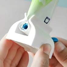 1入懶人牙膏擠壓器，牙膏分配器，臉部潔淨劑管夾，手動旋轉擠壓器 - 藍色 - 查看 6