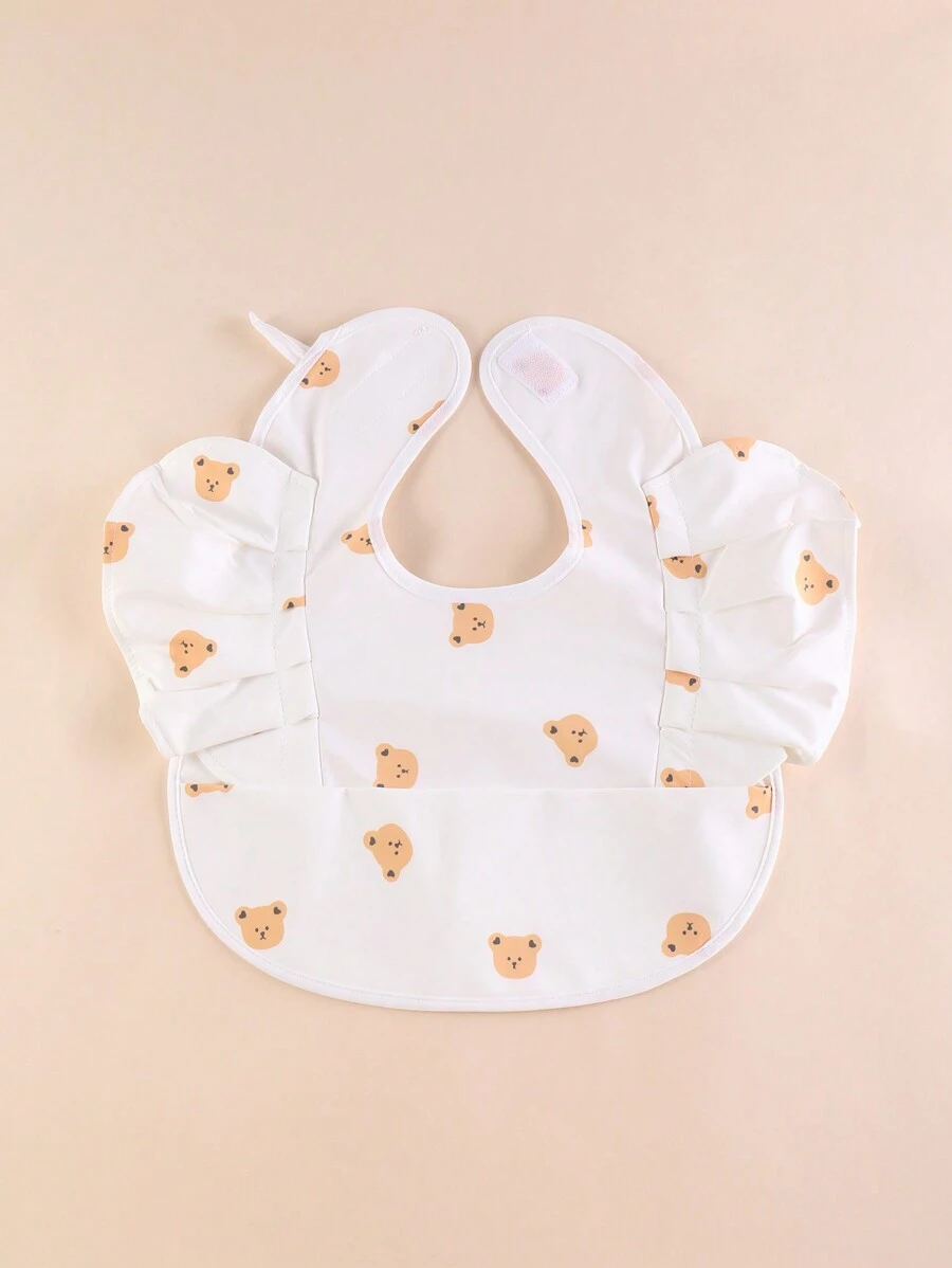 韓式嬰兒圍兜嬰兒用餐配件,帶有天使翅膀圖案的防水pu圍兜 - 彩色 - 查看 1