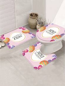 1pc Easter Egg Printed Simple Pattern Shower Curtain Or Mat, Bathroom Waterproof Shower Curtain Set With 12 Hooks - Multicolor - View 4