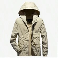Men's Autumn/Winter Hooded Fleece Jacket For Training Running - Khaki - View 1