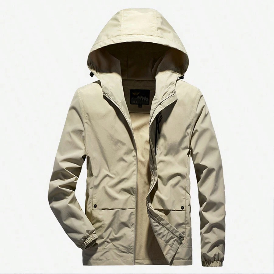 Men's Autumn/Winter Hooded Fleece Jacket For Training Running - Khaki - View 1