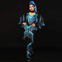 1包含5.5碼/捆 15公分寬(6英吋寬)的串珠流蕩邊緣裝飾,適用於diy配飾修飾串珠花邊,玻璃鑲嵌亮晶晶的裝飾,舞台服裝、定制婚禮禮服、輝煌拉丁薩姆巴舞裝、舞台龍鬚裝、手工藝品、服裝、外衣等 - 銀色 - 查看 11