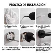 5件套浴室五金配件套件sus 304加厚不銹鋼 - 毛巾架套裝包括16英寸毛巾杆+衛生紙架+3個多功能掛鉤浴室配件（啞黑色） - 黑色 - 查看 7