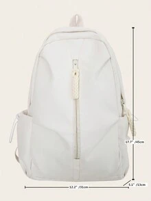 時尚多用途極簡主義背包,純色旅行戶外肩背運動包,防水大容量商務筆電電腦背包,多口袋校園書包,適用於中學和高中學生 - 白色 - 查看 9