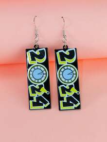 1對創意2024數字壓克力時尚節日禮物耳環 - 時鐘2024 - 查看 5