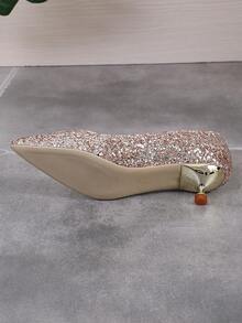 Women's Fashionable Glitter Mary Jane High Heel Shoes For Parties And BanquetsStylelopMary Jan - Gold - View 6