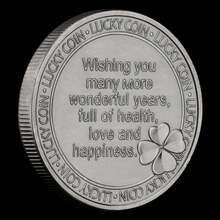 1枚快樂生日幸運創意禮品收藏鍍金紀念幣,挑戰幣健康、愛與幸福收藏紀念幣 - 灰色 - 查看 5