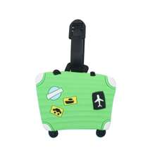 1pc Cartoon Luggage Tag Pvc Rubber Checked-In Tag Creative Boarding Pass Travel Suitcase Tag - Green - View 7