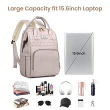 VSNOON Laptop Backpack For Women,15.6 Inch Stylish Rucksack Wide Open, College School Backpack With USB Charging Port, Water Resistant Travel Business Work Bag Computer Bookbag For Men - Baby Pink - View 6