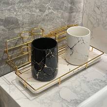 三口之家牙杯連牙刷杯和收納架,四杯豪華情侶牙刷杯 - 黑與白 - 查看 3