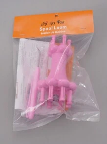 1套diy編織工具勾織花安排器紡織機針編織繩子勾織工具粉色 - 粉色 - 查看 3