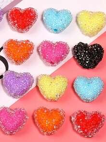 5pcs/Set Heart Shaped Beads For Pen Decorative,Bubblegum Beads,Pen Focal Beads,Chunky Beads For Decorative Pen - Red - View 2