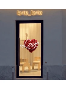 1入組浪漫情人節玫瑰心形壁貼,防水可拆除玻璃牆貼紙用於商店櫥窗裝飾 - 彩色 - 查看 5