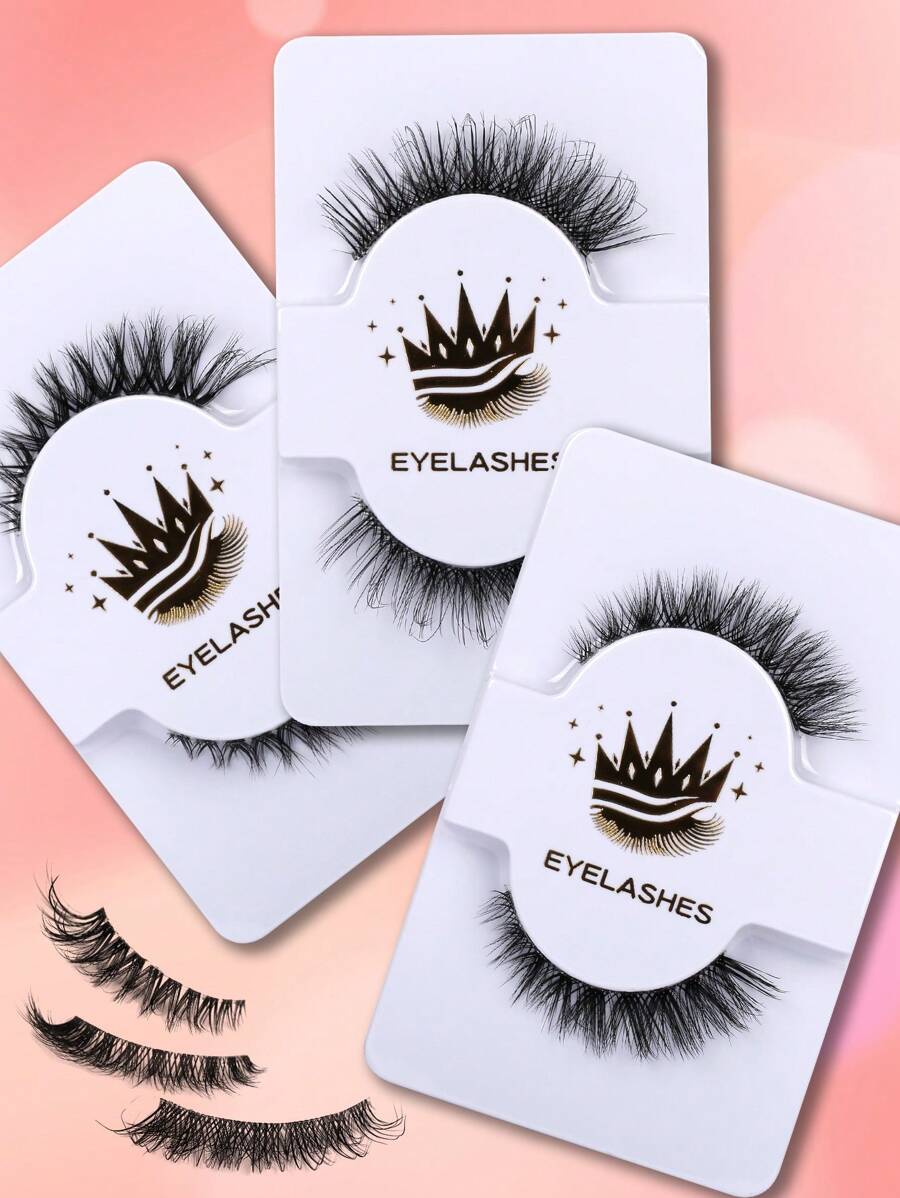 3款式9對混合手工假睫毛,自然、3d、十字、修長,柔軟不刺激,適合日常彩妝,超高性價比