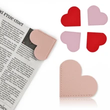 4pcs Leather Bookmarks For Women With Heart Shape, Cute Corner Bookmark, Book Accessories For Reading Lovers, Book Markers For Women, Bookmarks For Book Lovers  (Heart) - Multicolor - View 1