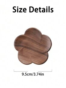 6pcs/4pcs/3pcs/2pcs/1pc Japanese Black Walnut Wood Flower Shaped Coasters, Creative Round Tea Cup Coffee Cup Mat, Suitable For Dining Table Decor, Boho Kitchen Living Room Coasters