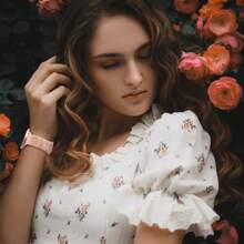 Unbeinst 1 条 20 毫米压纹玫瑰硅胶表带，女式防水运动表带，兼容三星 Galaxy Watch 6/5/4（40 毫米 44 毫米）/Galaxy Watch 5 Pro（45 毫米）/Galaxy Active 2/Galaxy Watch 3 - 煙紫色 - 查看 6