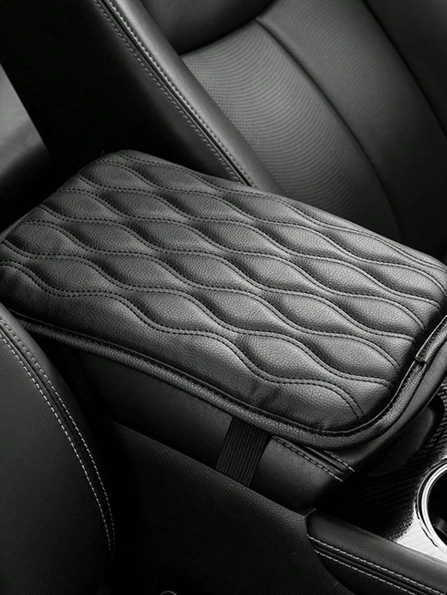 1 Pc Almohadilla De Apoyabrazos Para Consola Central Del Coche - Negro - Ver 1