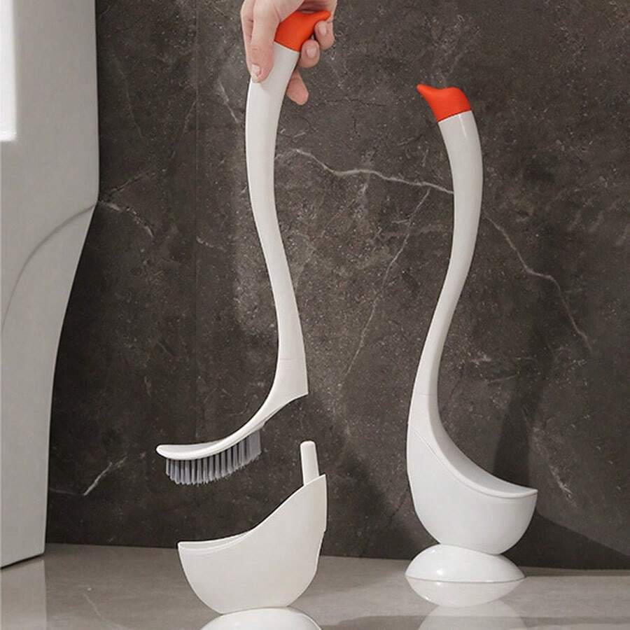 1pc Goose-Shaped Toilet Brush Set - White - View 1
