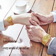 Proking男士防水金色石英手錶,五珠裝飾,商務風格,高端與奢華,鋼帶 - 金色 - 查看 5