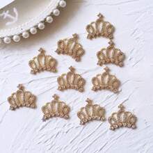 10Pcs 0.98x0.95in/ 2.49x2.41cm Rhinestone Decor Crown Design Charms, Craft Accessories DIY Handmade Party Jewelry Craft Embellishments - Multicolor - View 5