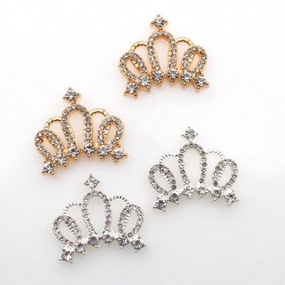 10Pcs 0.98x0.95in/ 2.49x2.41cm Rhinestone Decor Crown Design Charms, Craft Accessories DIY Handmade Party Jewelry Craft Embellishments