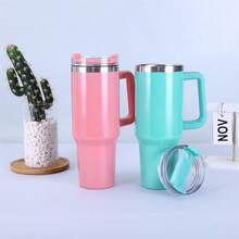 1 件,水杯,金屬真空杯,不鏽鋼水杯,大容量水杯附吸管,戶外露營創意便攜式水瓶,40 盎司/1200 毫升 - 白色 - 查看 3