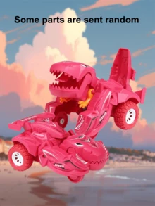 1款恐龍模型玩具車,擁有逼真的設計和4種顏色可供選擇,可變形為卡通恐龍,防撞設計,360度旋轉,適合萬聖節、聖誕節和生日派對的絕佳禮物 - 紅色 - 查看 1