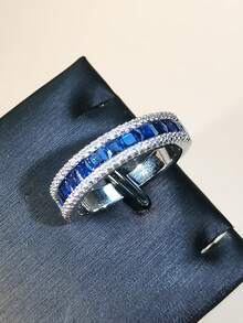 1pc Fashionable Delicate Square Cubic Zirconia Ring Suitable For Mother, Women As Valentine's Day Dating Gift - Multicolor - View 3