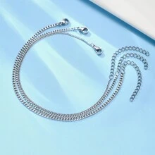 3pcs Simple Stainless Steel Bracelets For Men, Fashionable Gift For Daily Wear - Silver - View 2