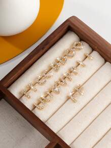 1個時尚簡約的幾何圓環,帶有26個英文字母,適用於項鍊和戒指 - 金黃色 - 查看 11