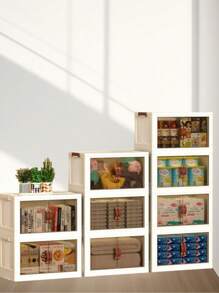 1入網狀透明雙門推拉式收納箱,帶活動輪,大容量,可多方位收納衣物、玩具等,適用於客廳、臥室、書房、辦公室等多種場景 - 白色 - 查看 5