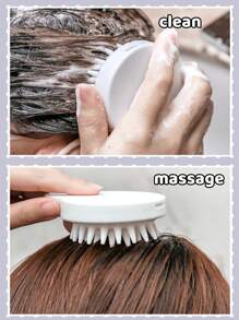 1入組矽膠毛刷按摩洗髮水,頭皮護理及清潔工具,適用於乾/濕髮 - 彩色 - 查看 2