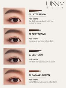 UNNY CLUB Dual-Sided EyeBrow Pencil, 1.5mm Fine Tip, Shapes, Defines, Fills Brow Makeup, With Brush, Long-Lasting, Waterproof And Sweatproof - 02 Ash Coffee - View 6
