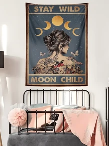 1 件復古風格裝飾掛毯,波西米亞黑白美學復古藝術掛布,適合臥室、客廳、宿舍牆壁,配有安裝工具 - 彩色 - 查看 3