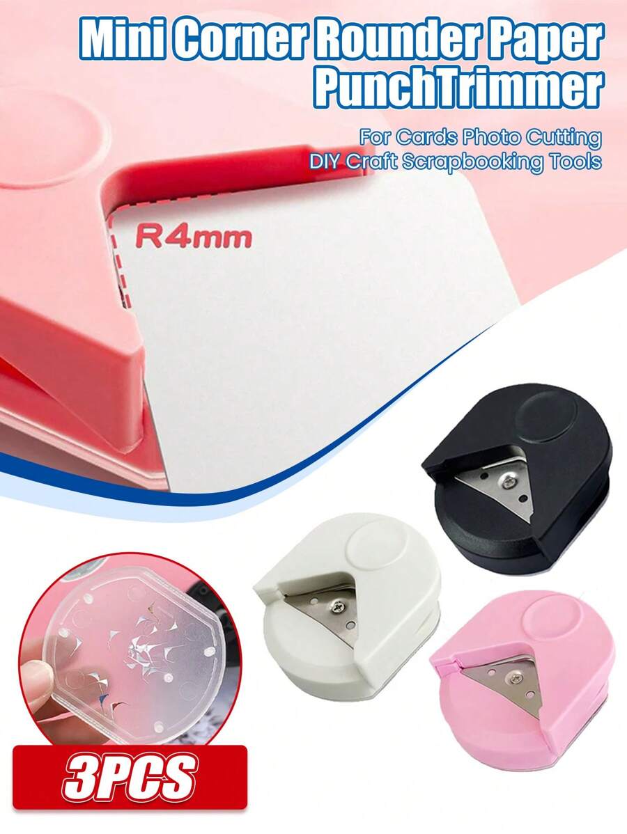 3入組r4角打孔器、輕便紙張切割器,卡片、照片裁切diy手工創作用具