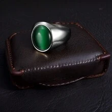 1 件復古奢華貓眼石銀色戒指男士時尚不銹鋼首飾最好的朋友宴會禮物 - 男士戒指 - 查看 8