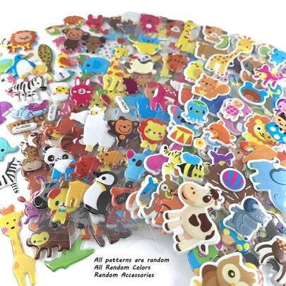 5 Blatt/Packung 3D aufklappbare Aufkleber verschiedene Lustige Cartoon Tier Fisch Zoo Aufkleber für Basteln Belohnung Scrapbooking Lernspielzeug (alle Zubehörteile sind in zufälligen Farben und Stilen)Small World, Tattoo Kinder
