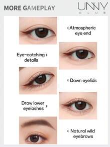 unny club 1pc Gel Eyeliner, With No  Pencil Brush, Waterproof Long Lasting Cream Eyeliner Gel, High-Intensity Pigments Smudge-Proof Eye Liner Eyebrow Makeup, Water-Resistant - 04巧克力棕 - 查看 10