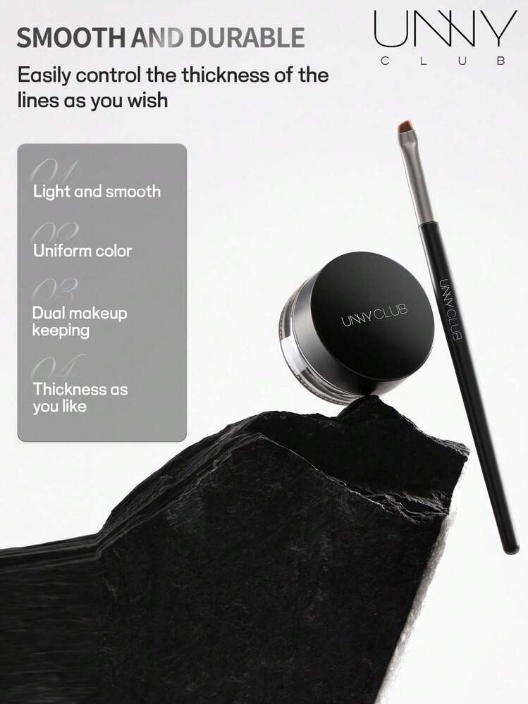 unny club 1 件装凝胶眼线笔，无需铅笔刷，防水持久眼线膏凝胶，高强度颜料防晕染眼线眉笔化妆品，防水 - 04巧克力棕 - 查看 5
