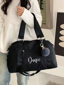 Simple Black, Fitness Luggage Bag, Large Capacity Dance Bag With Fur Ball Traveling Bag Kit Stuff Organizer Essentials Accessories Traveling Bag Travelling Organizer Outfit Airport Clothes Stuff Luggage Bag Christmas Gift Ideas Women Girls Xmas Gifts For Mum Birthday Gift Mom Friend Gym Bag Sport Bag Training Pack Holiday Thanksgiving Day Gifts For Suitcase Overnight Bag Duffle Bag Weekend Bag Duffel Bag For Luggage Carry On Bag College Bag Luggage Bags Weekender Bag Hospital Bag Winter - Black - View 2