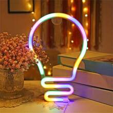 1pc Musical Note/Light Bulb /Flame Neon Sign,LED Neon Light Battery/USB Powered Decorative Light, Table And Wall Decorative Light, For Play Area Room, Bedroom Room ,Interior Decor,Dormitory, Wedding Anniversary,Valentine's Day, Birthday Party, Home Decoration - White - View 1