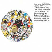 50入原創畢業季貼紙,涂鴉卡通設計,非侵權,可貼於diy、手機、行李上 - 黑色 - 查看 11