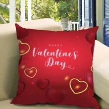 1pc Valentine's Day Red Pattern Printed Pillowcase, Home Decorative Pillow Cover For Sofa Cushion. (Pillow Inner Not Included) - Multicolor - View 1