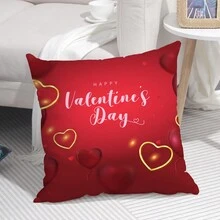 1pc Valentine's Day Red Pattern Printed Pillowcase, Home Decorative Pillow Cover For Sofa Cushion. (Pillow Inner Not Included) - Multicolor - View 5
